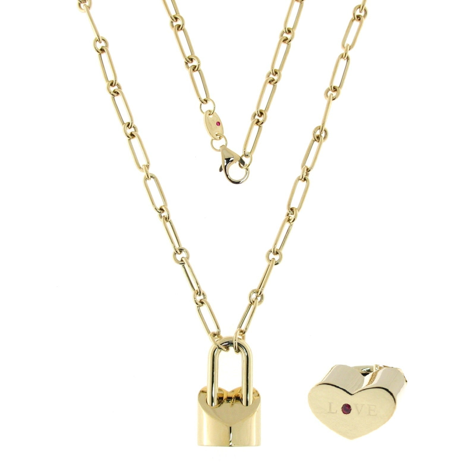 18K Lock pendant real outlets gold