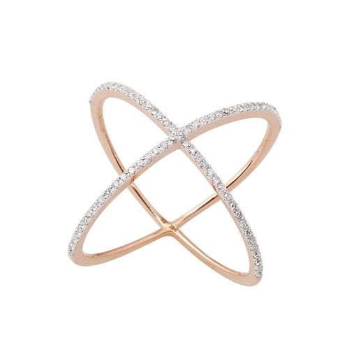 Rose gold diamond x on sale ring