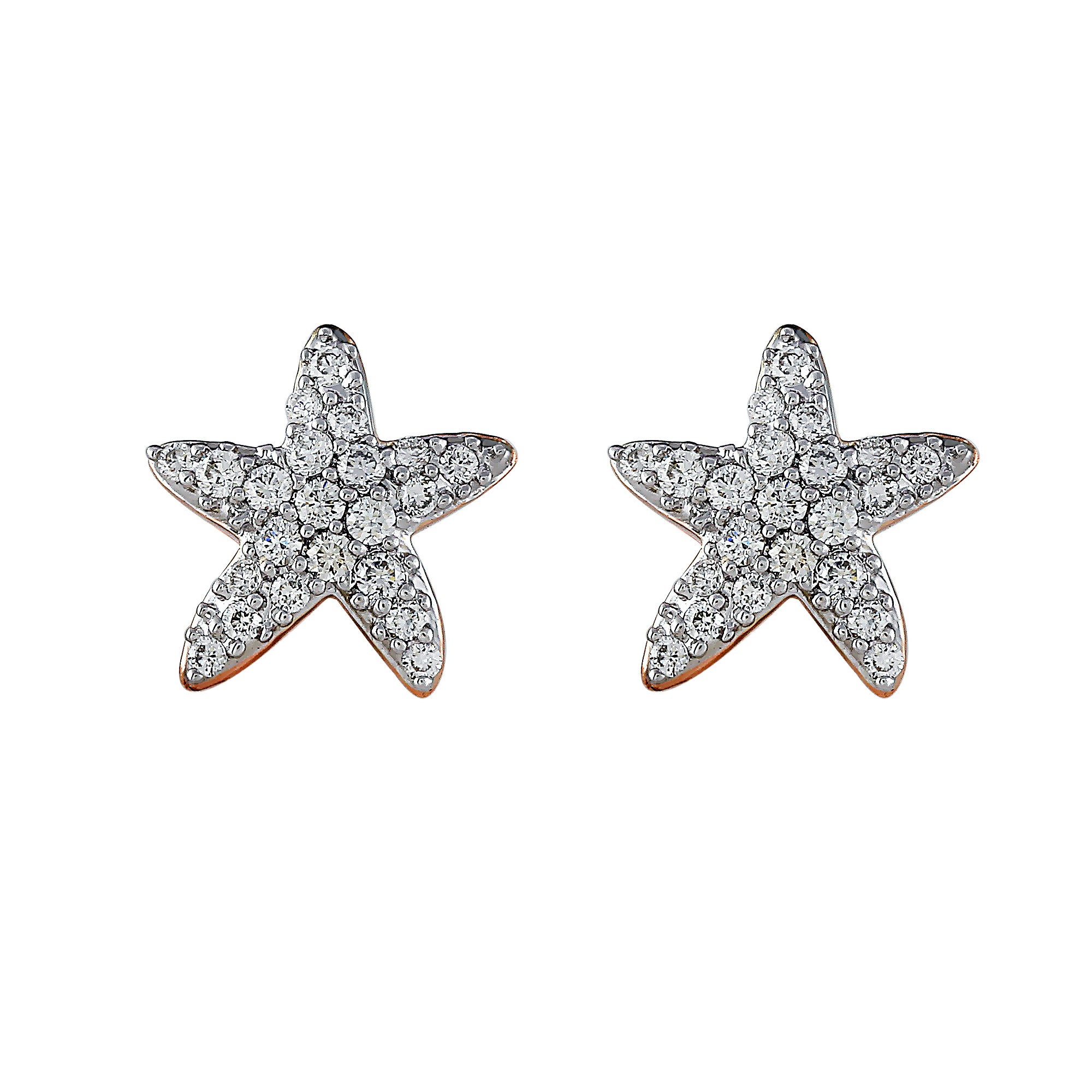 14K Solid Gold Diamond High buy Quality Star Fish studs