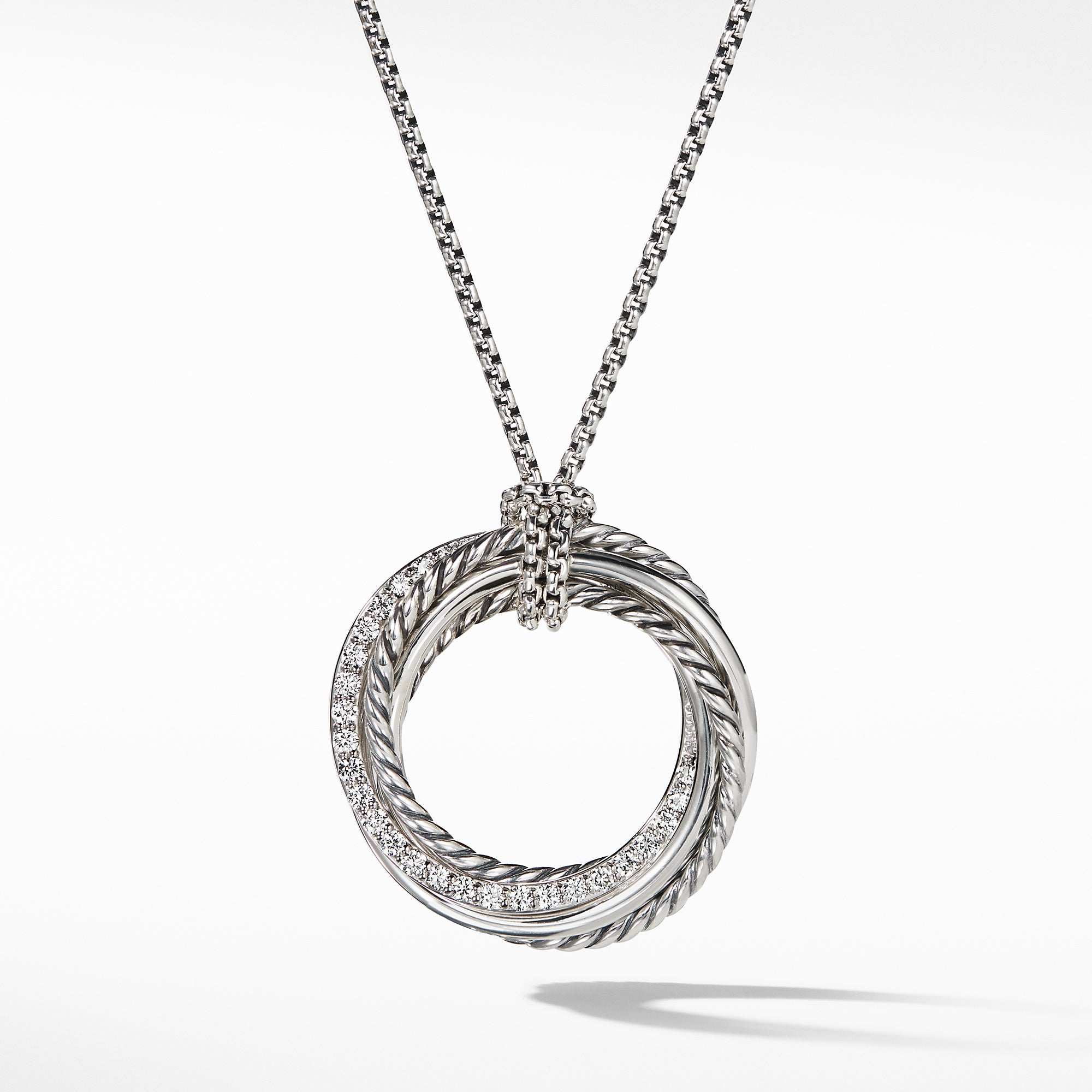 White Gold Diamond Crossover Mini on sale Pendant Necklace