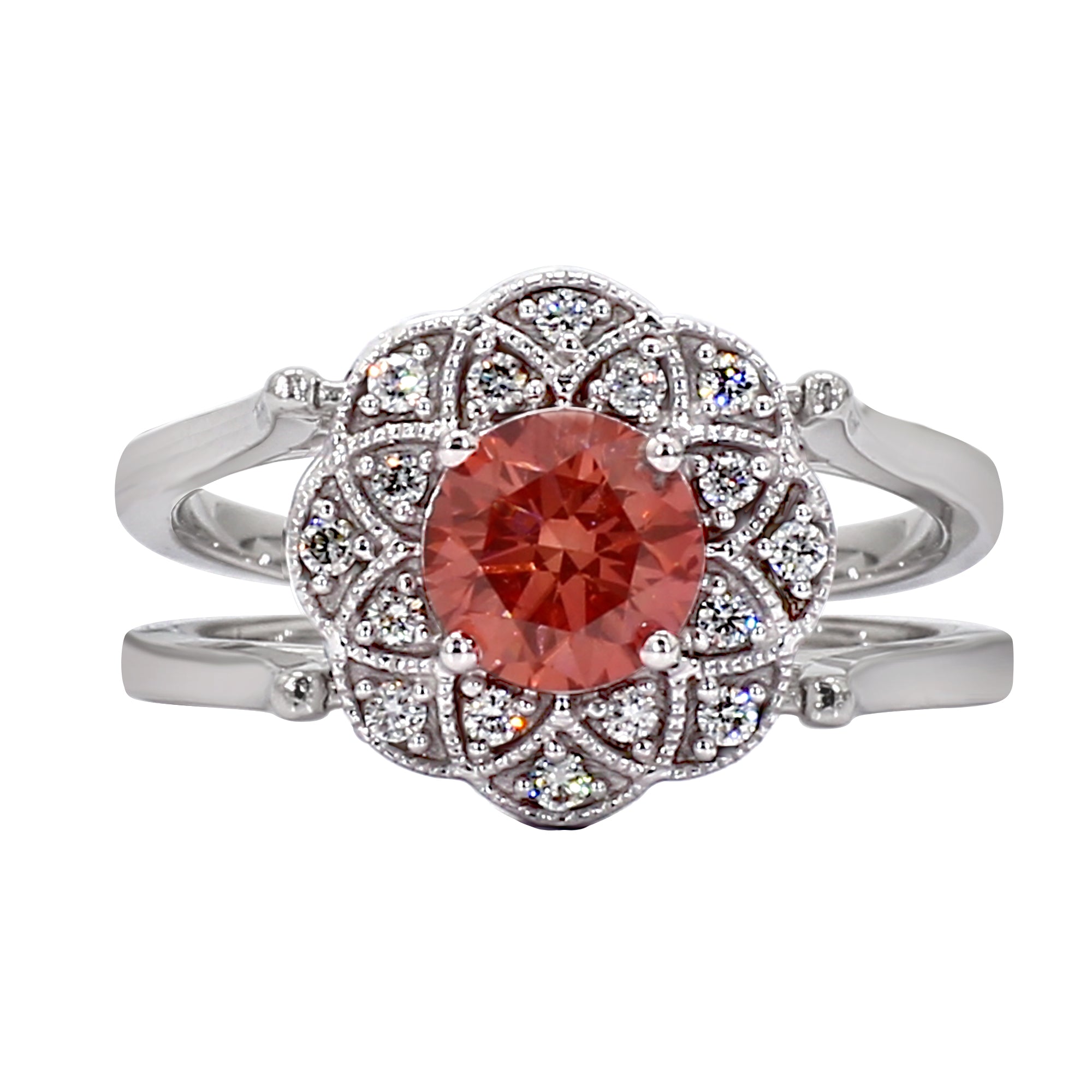 1.50 ctw Pink & White Lab Created Diamond Halo Engagement Ring