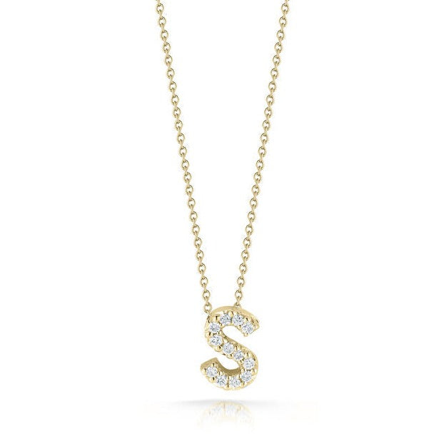 18K Yellow Gold Tiny Treasures Diamond Love Letter S Necklace