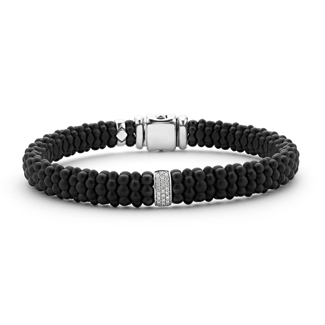 Black Caviar Single Station Matte Ceramic Diamond Bracelet