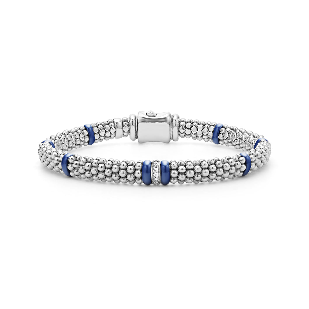 Single Station Diamond Caviar Bracelet | 6mm