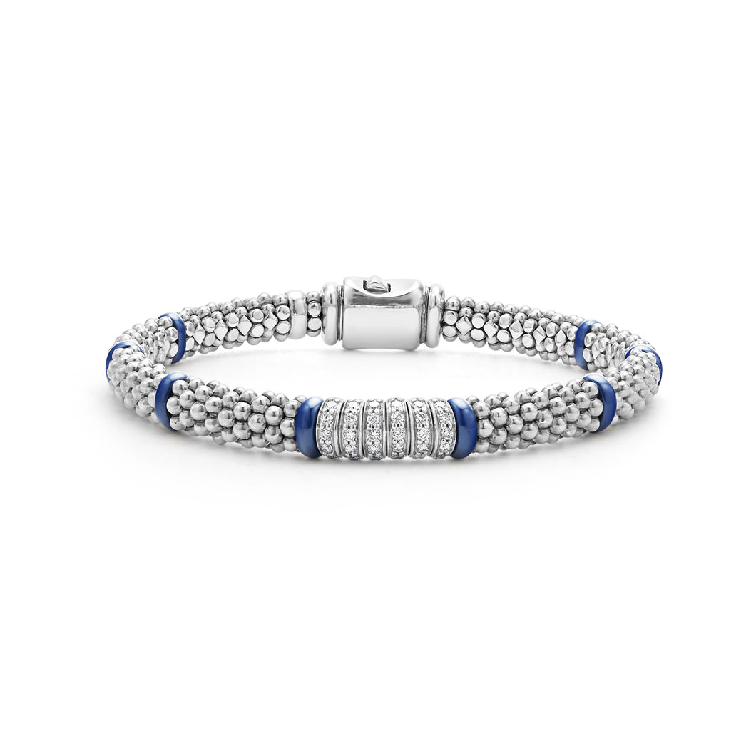 Blue Caviar Six Station Diamond Caviar Bracelet | 6mm