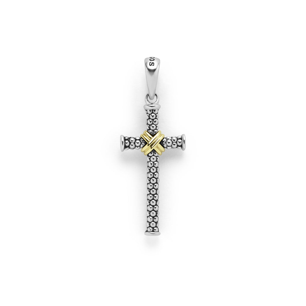 Anthem Two-Tone Caviar Beaded X cross Amulet