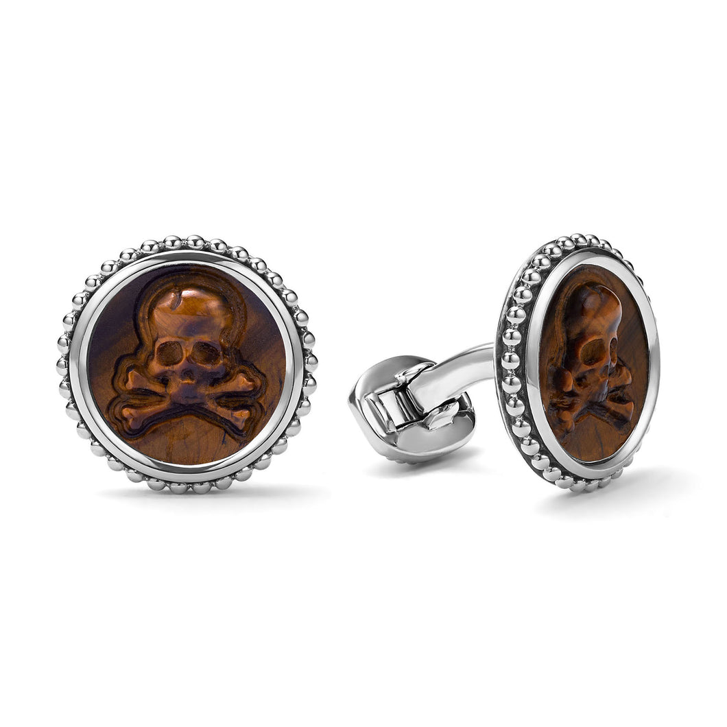 Anthem Tigereye Skull Cufflinks