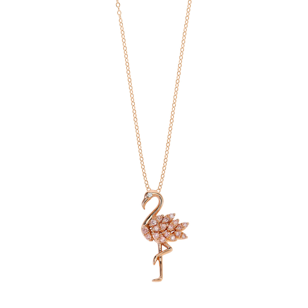 Island Vibes Bahamas Pink Flamingo Pendant - 0.20 ctw. Lab-Created Diamonds 14K Rose Gold