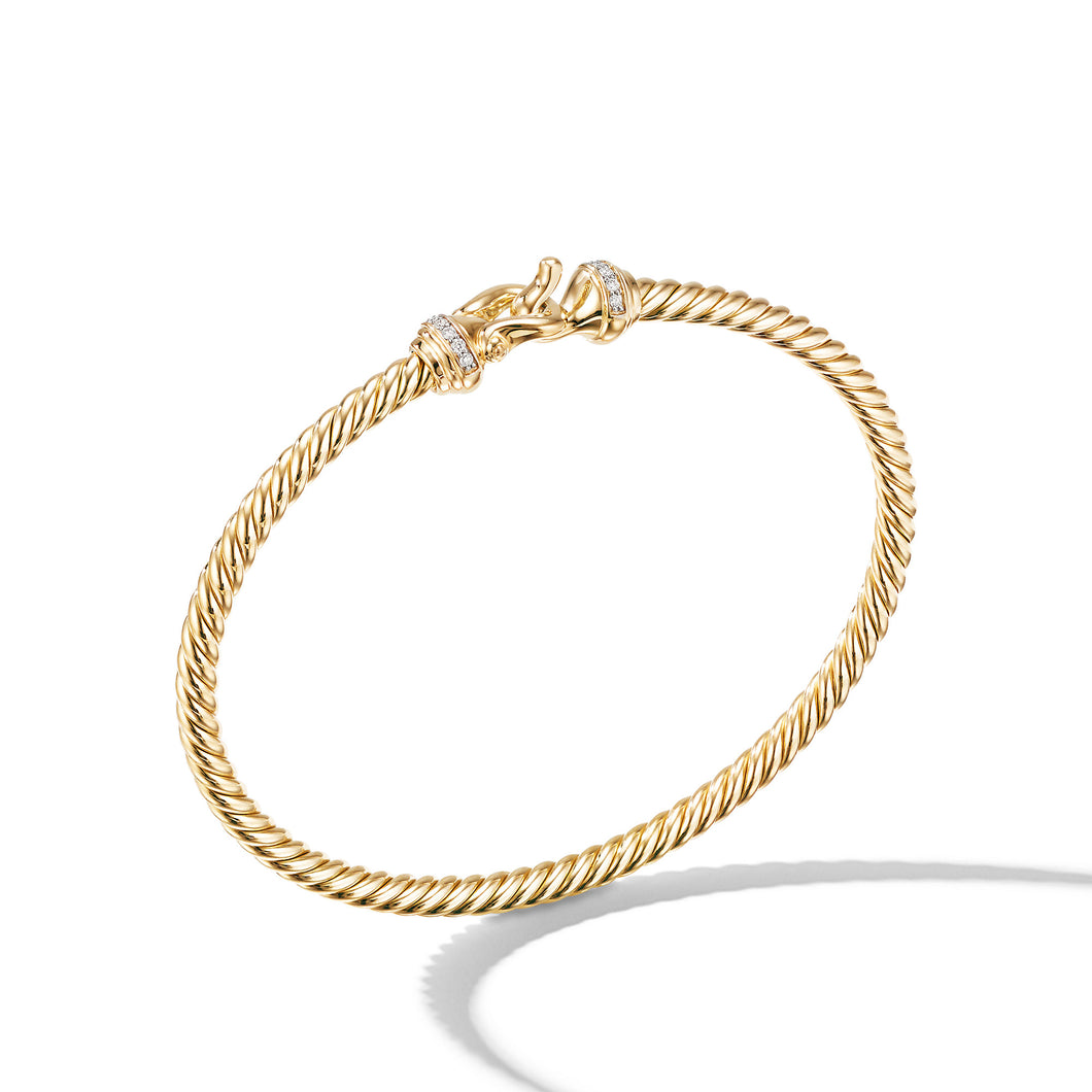 Buckle Cablespira® Bracelet in 18K Yellow Gold with Diamonds, 3.5mm