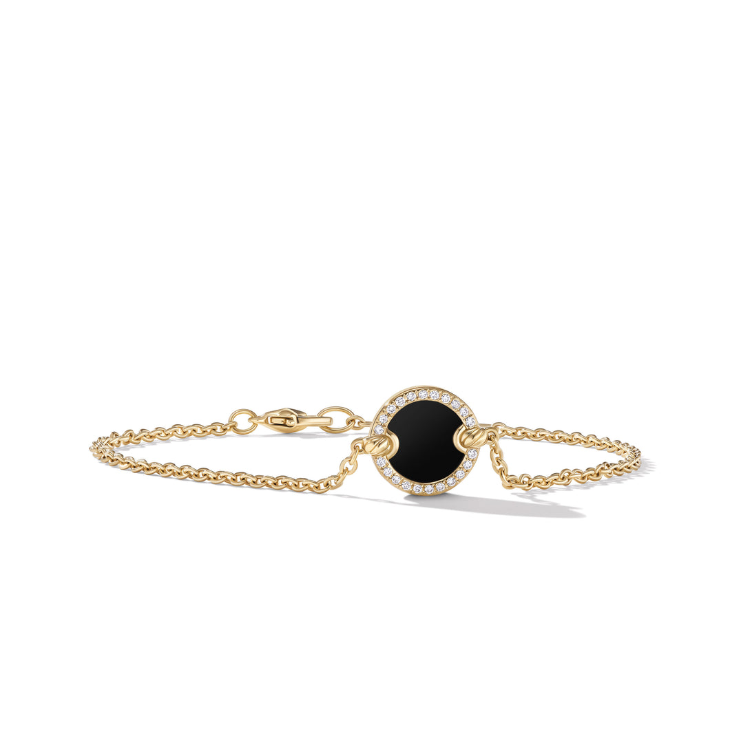 Petite DY Elements Center Station Chain Bracelet in 18K Yellow Gold with Black Onyx and Pave© Diamonds