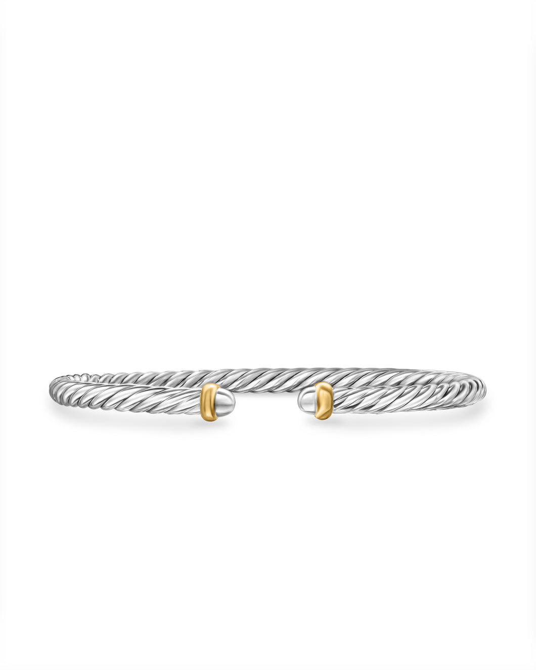 Cable Flex Bracelet in Sterling Silver with 14K Yellow Gold, 4mm