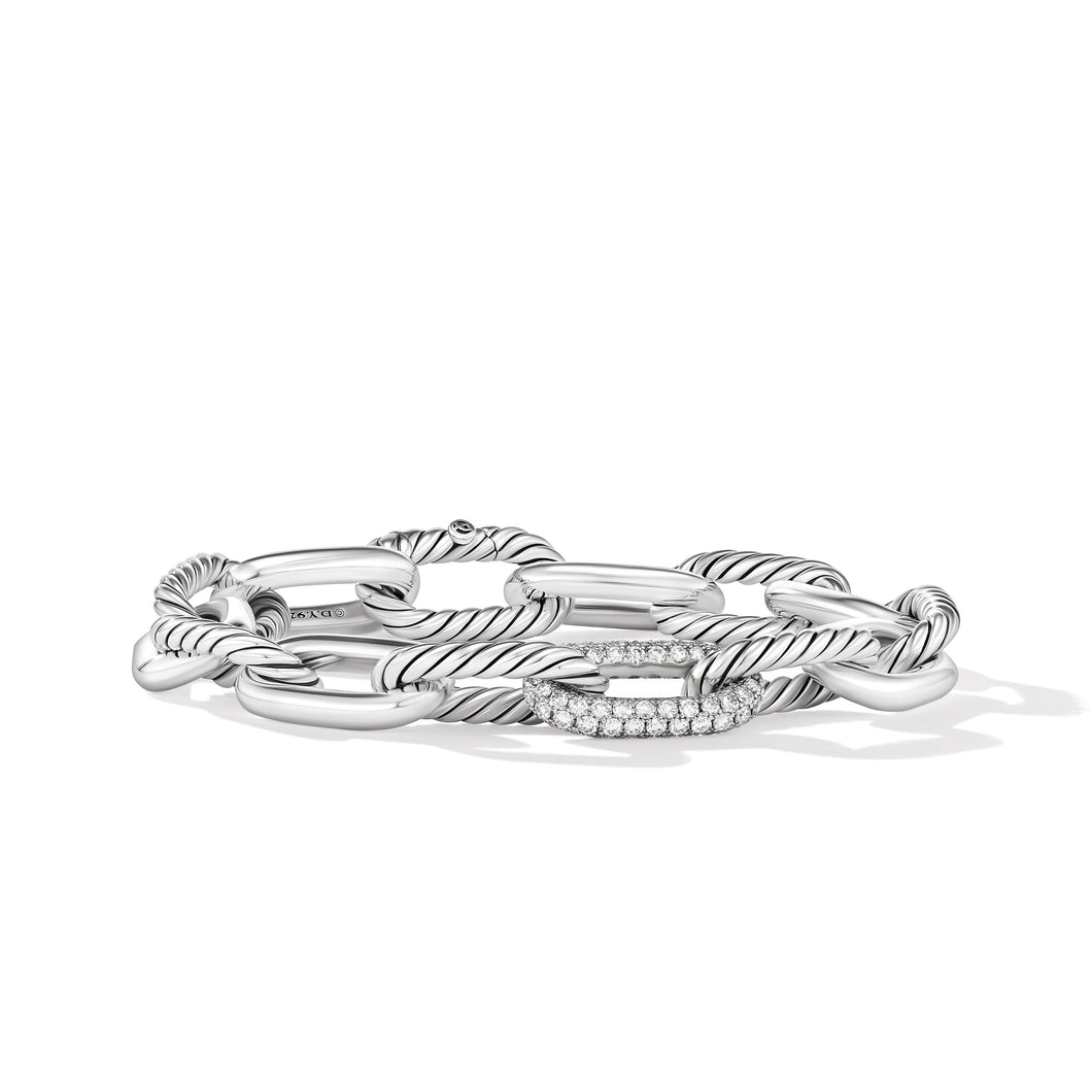 DY Madison® Chain Bracelet in Sterling Silver with Diamonds, 11mm