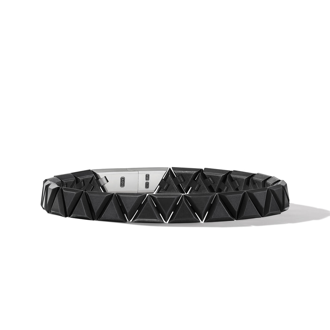 Faceted Link Triangle Bracelet in Black Titanium with Sterling Silver, 7.5mm