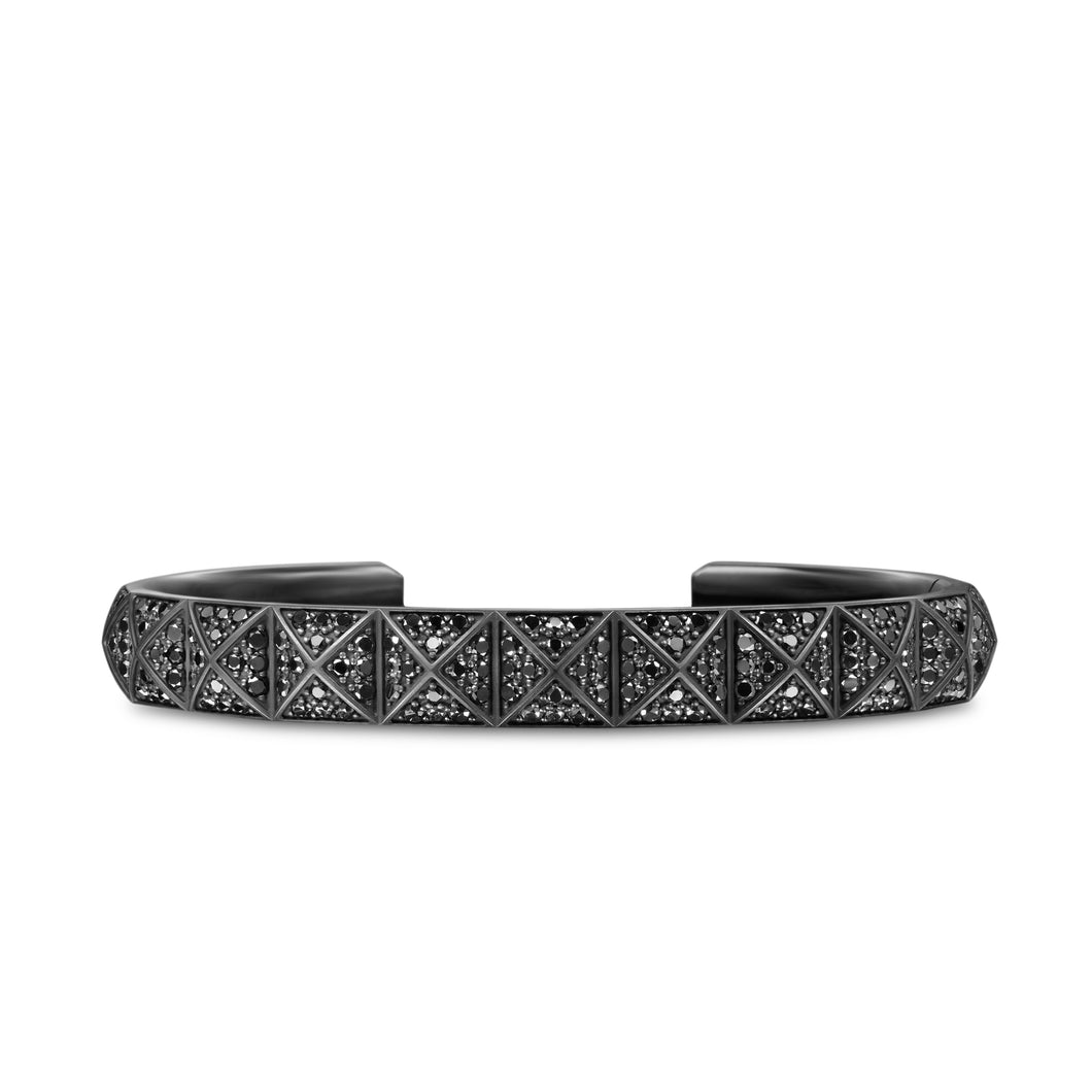 Pyramid Cuff Bracelet in Black Titanium with Black Diamonds, 9.3mn