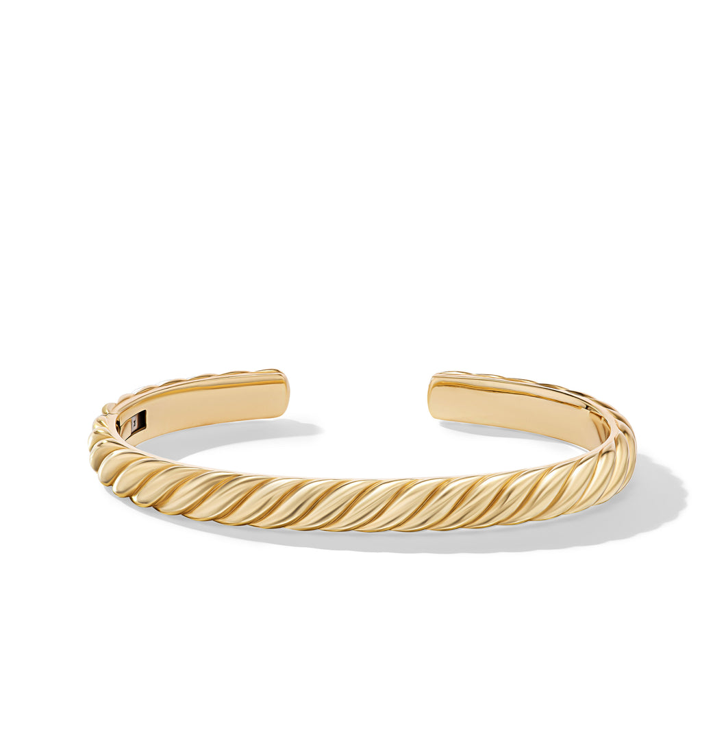 Sculpted Cable Cuff Bracelet in 18K Yellow Gold, 7mm