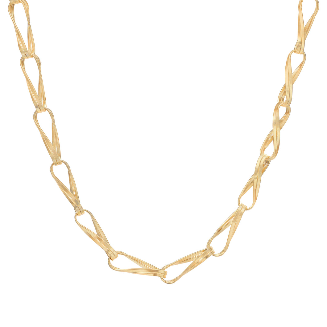 18K Yellow Gold Twisted Double Coil Link Necklace