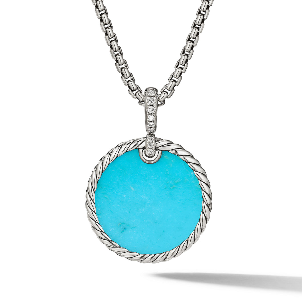 DY Elements Reversible Disc Pendant with Turquoise and Mother of Pearl and Pave© Diamonds