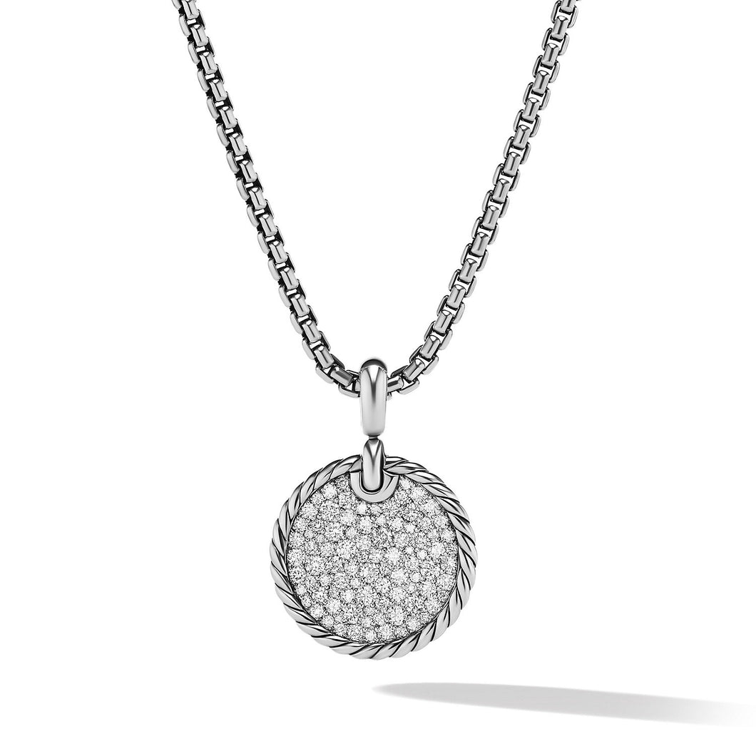 DY Elements Disc Pendant in Sterling Silver with Pave© Diamonds