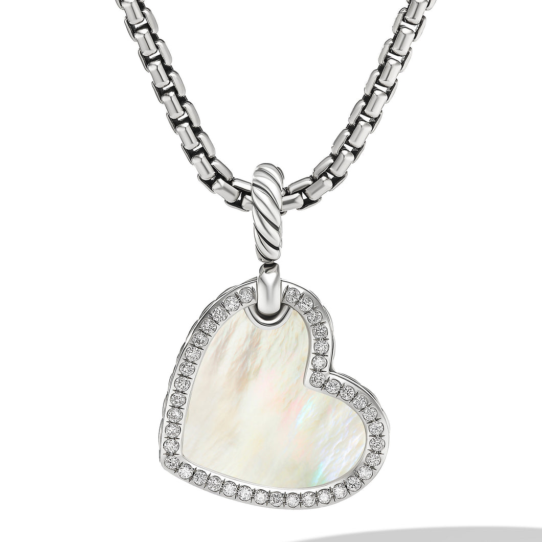 DY Elements Heart Amulet in Sterling Silver with Mother of Pearl and Pave© Diamonds