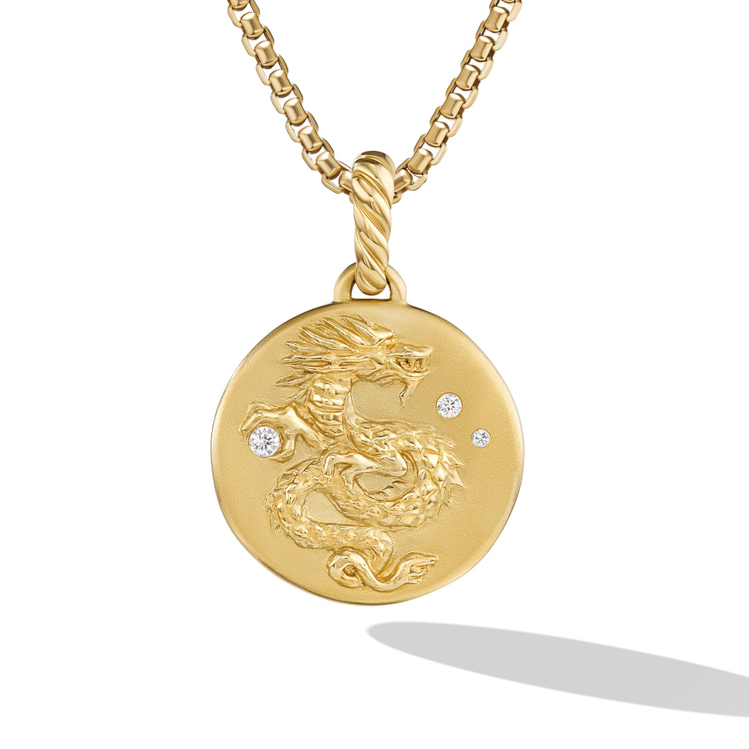 Dragon Pendant in 18K Yellow Gold with Diamonds