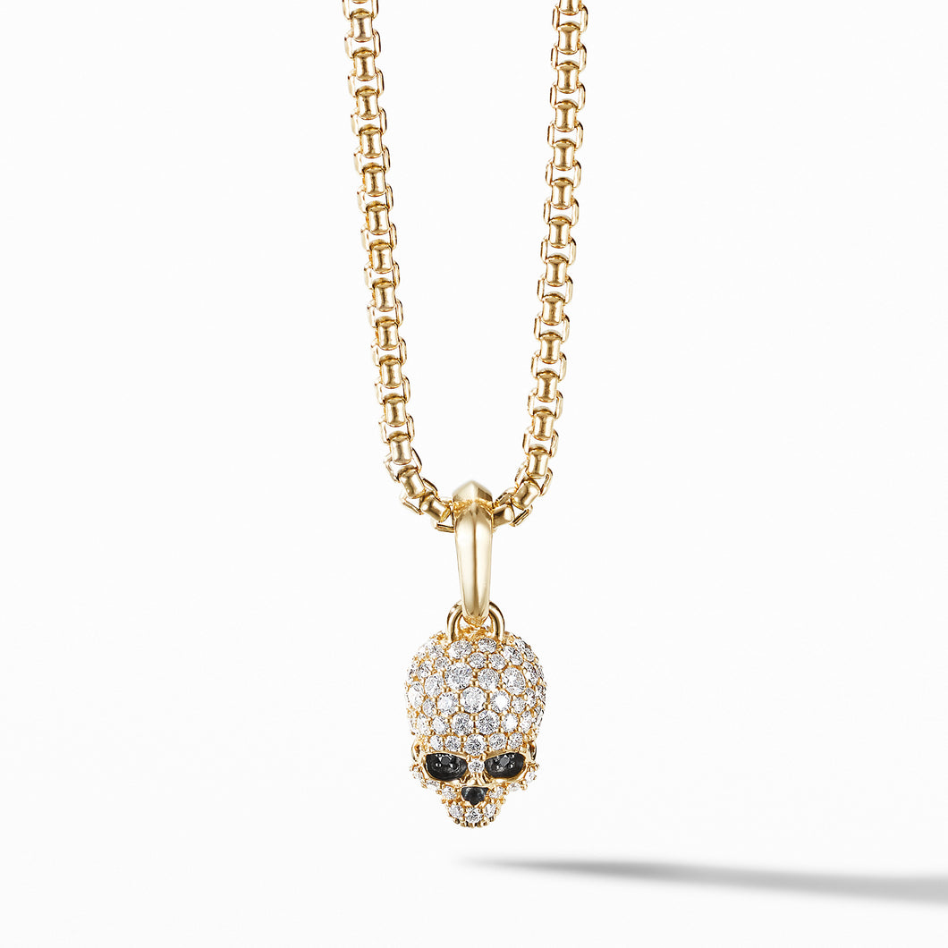 Memento Mori Skull in Full PavÃ© Diamonds, Black Diamonds and 18K Yellow Gold