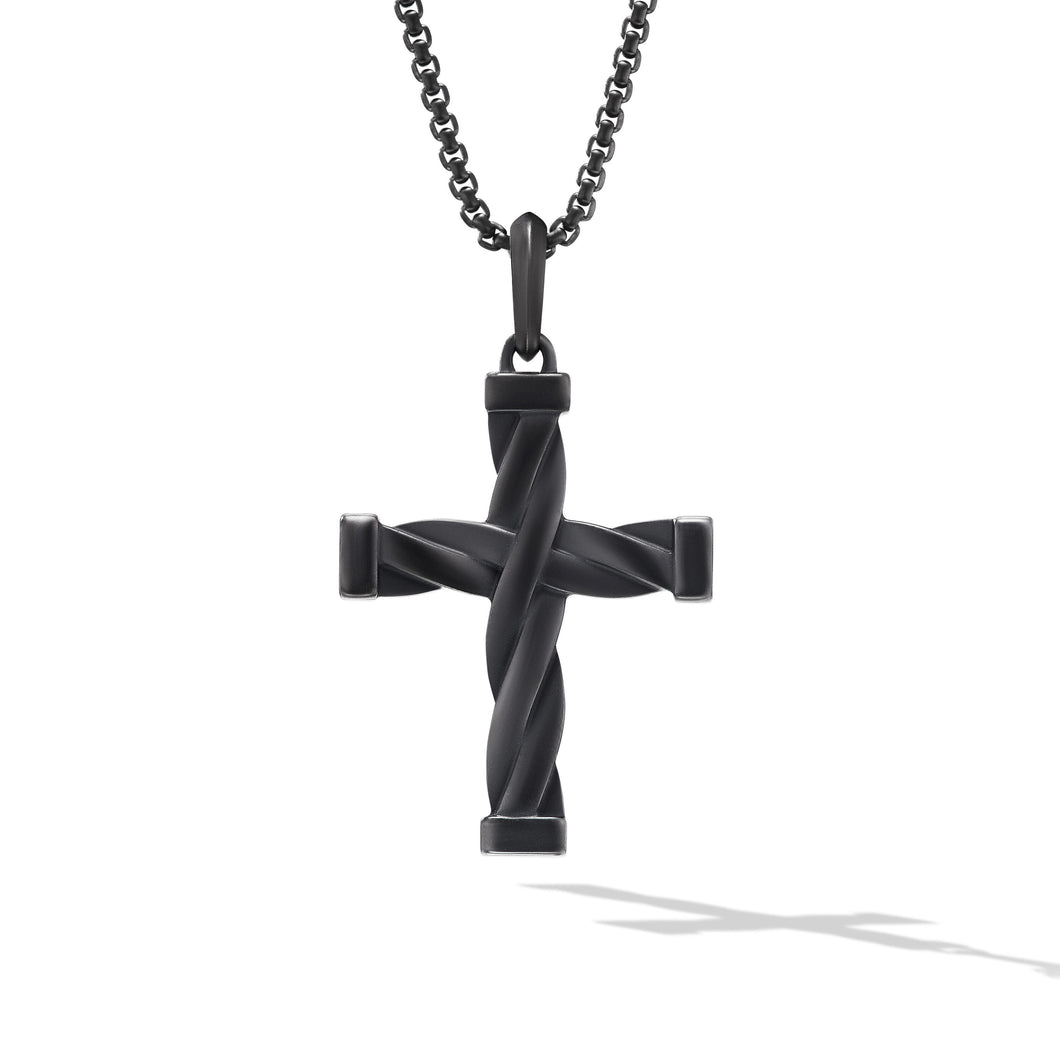 DY Helios Cross Pendant in Black Titanium, 48mm