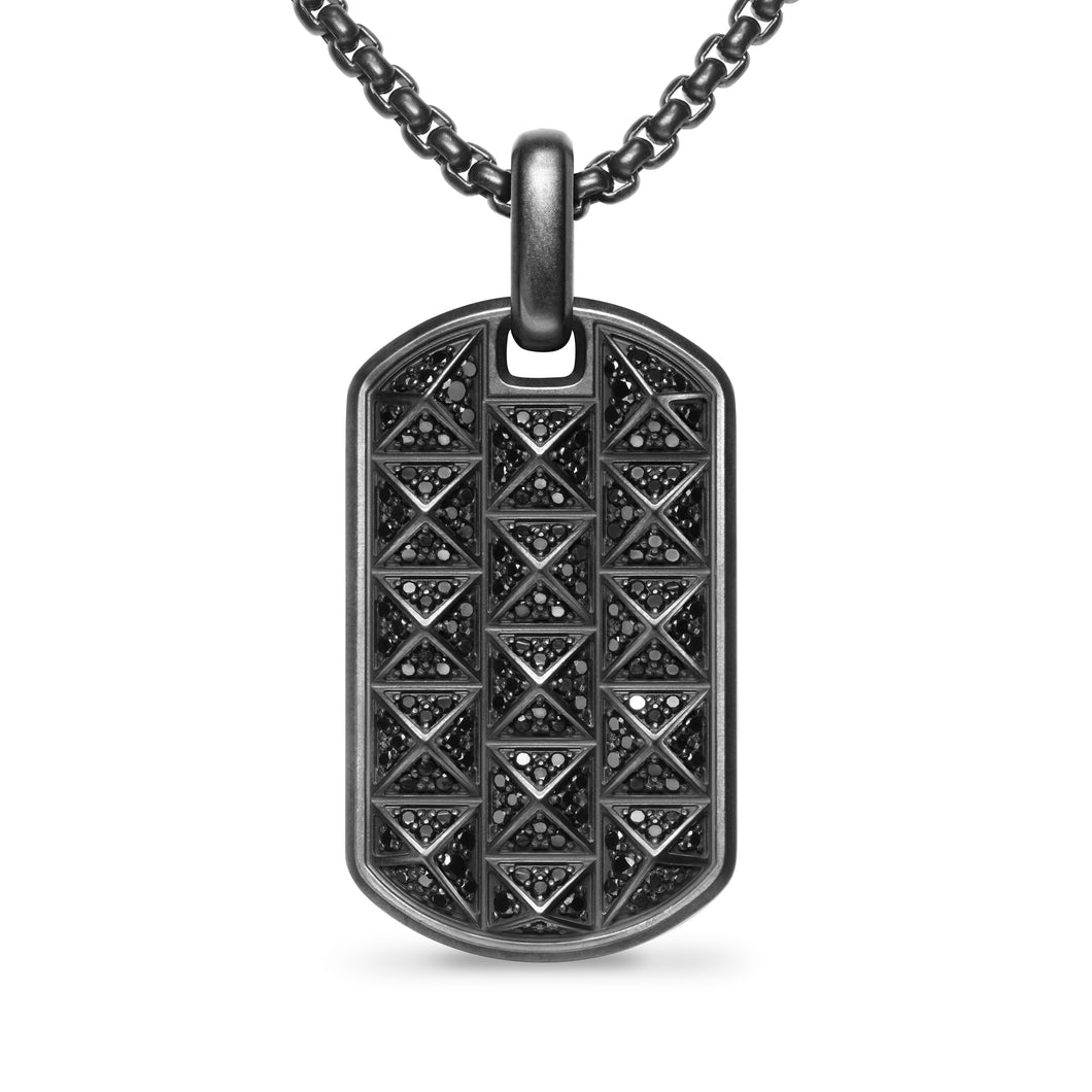 Pyramid Tag in Black Titanium with Black Diamonds, 35mm