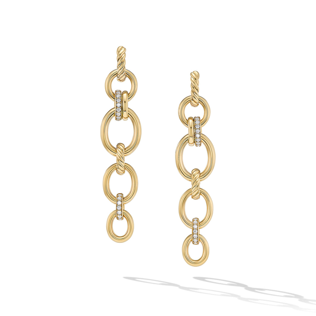 DY Mercer Linked Drop Earrings in 18K Yellow Gold with Pave© Diamonds