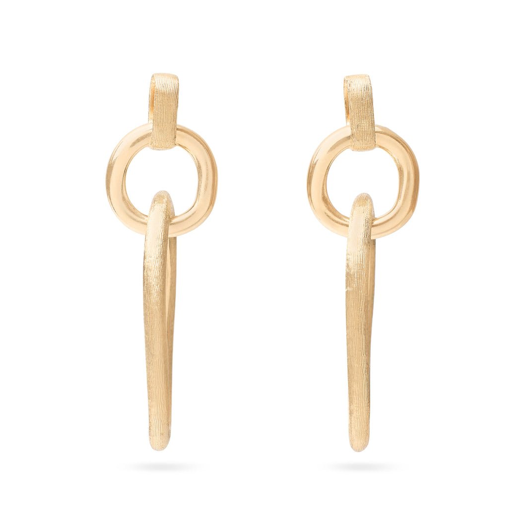 18K Yellow Gold Polished & Engraved Link Drop Earrings