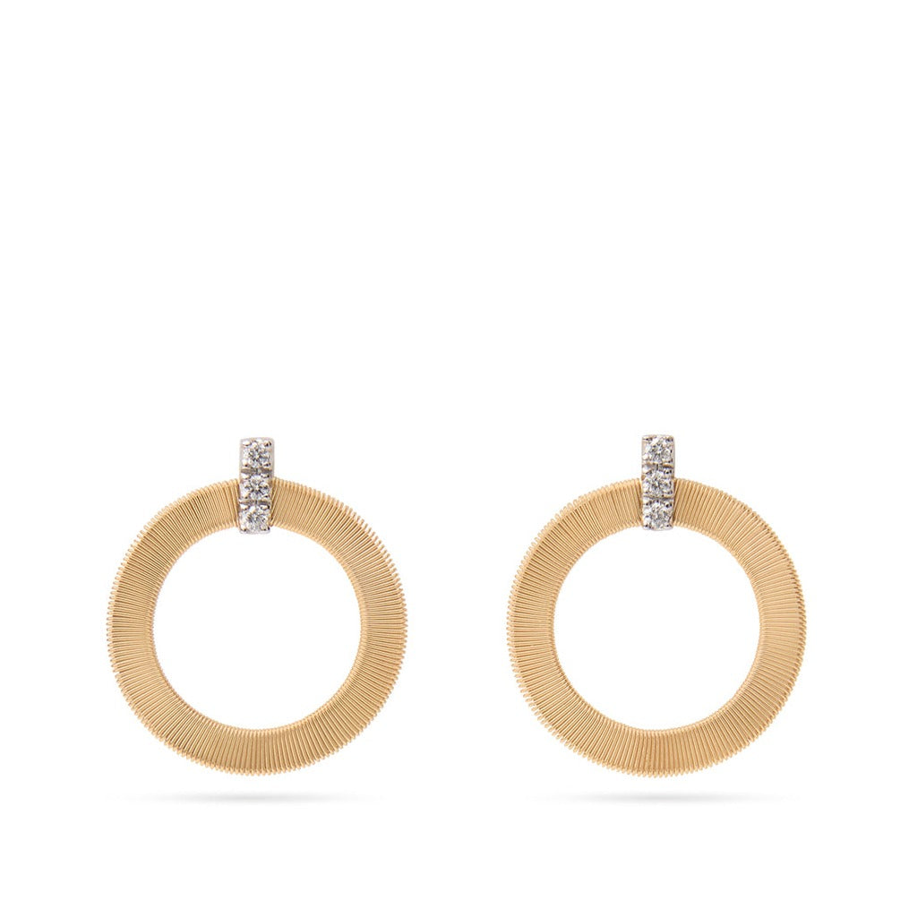 18K Yellow Gold Circular Earrings With Diamonds