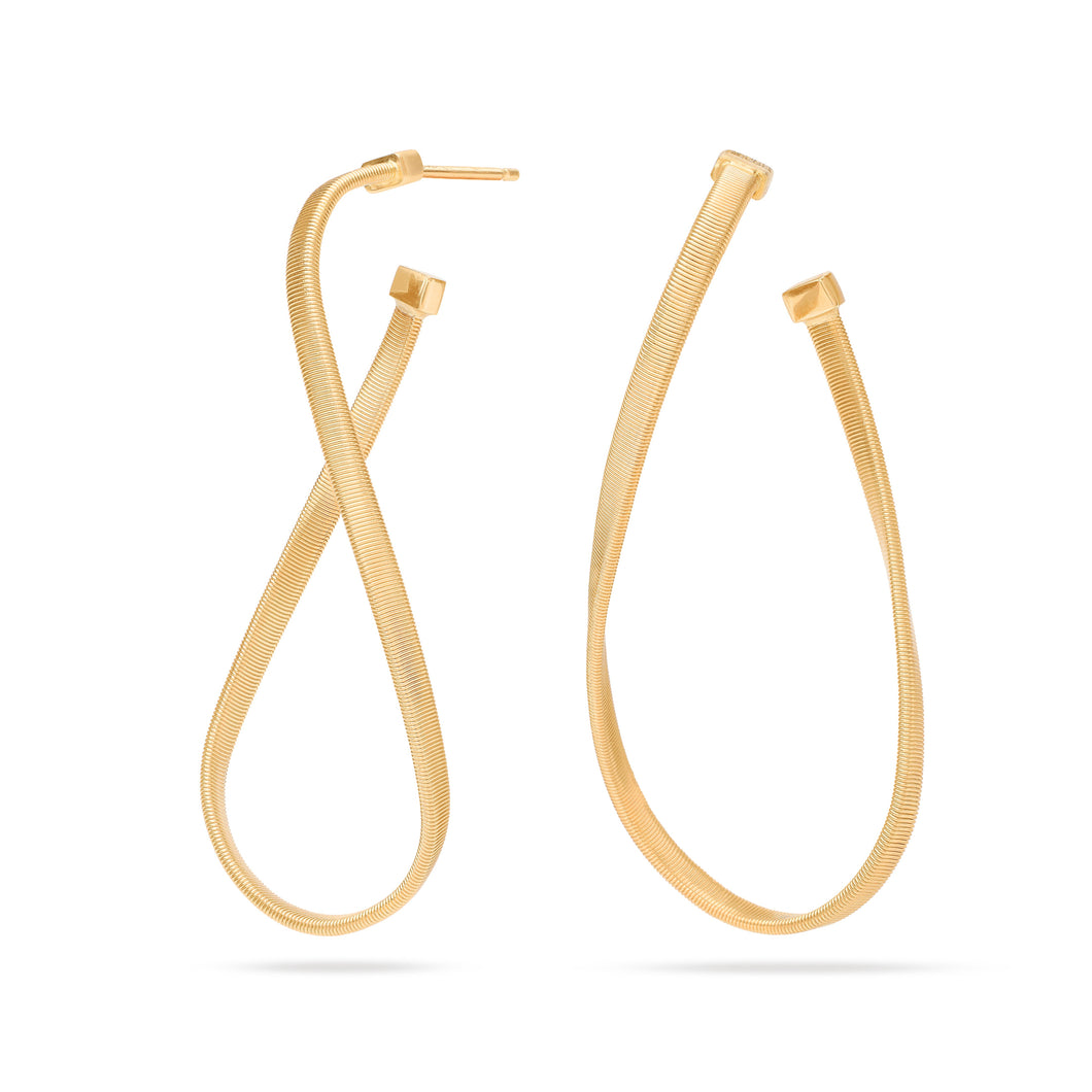 18K Yellow Gold Twisted Irregular Medium Hoops