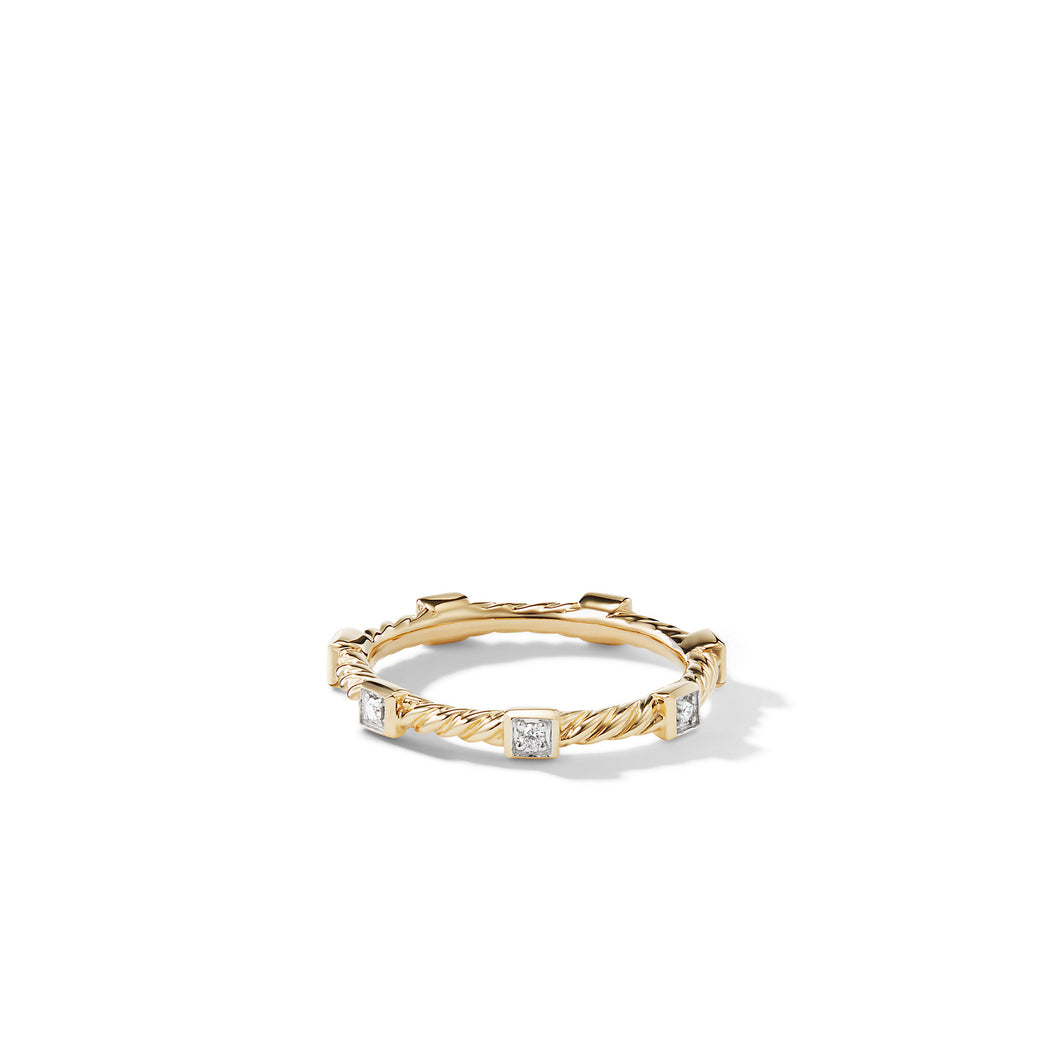 Cable Collectibles Stack Ring in 18K Yellow Gold with Diamonds