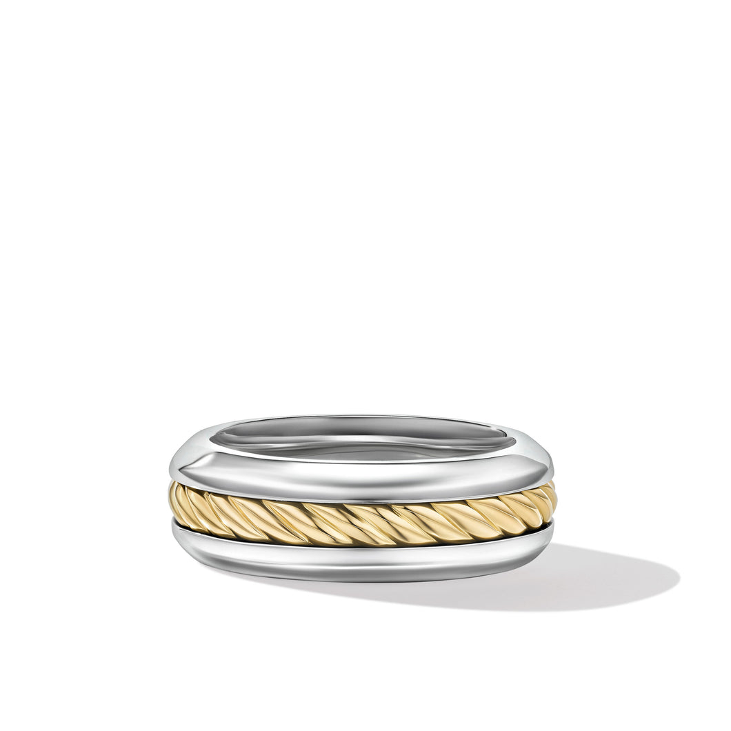 Cable Inset Band Ring in Sterling Silver with 18K Yellow Gold