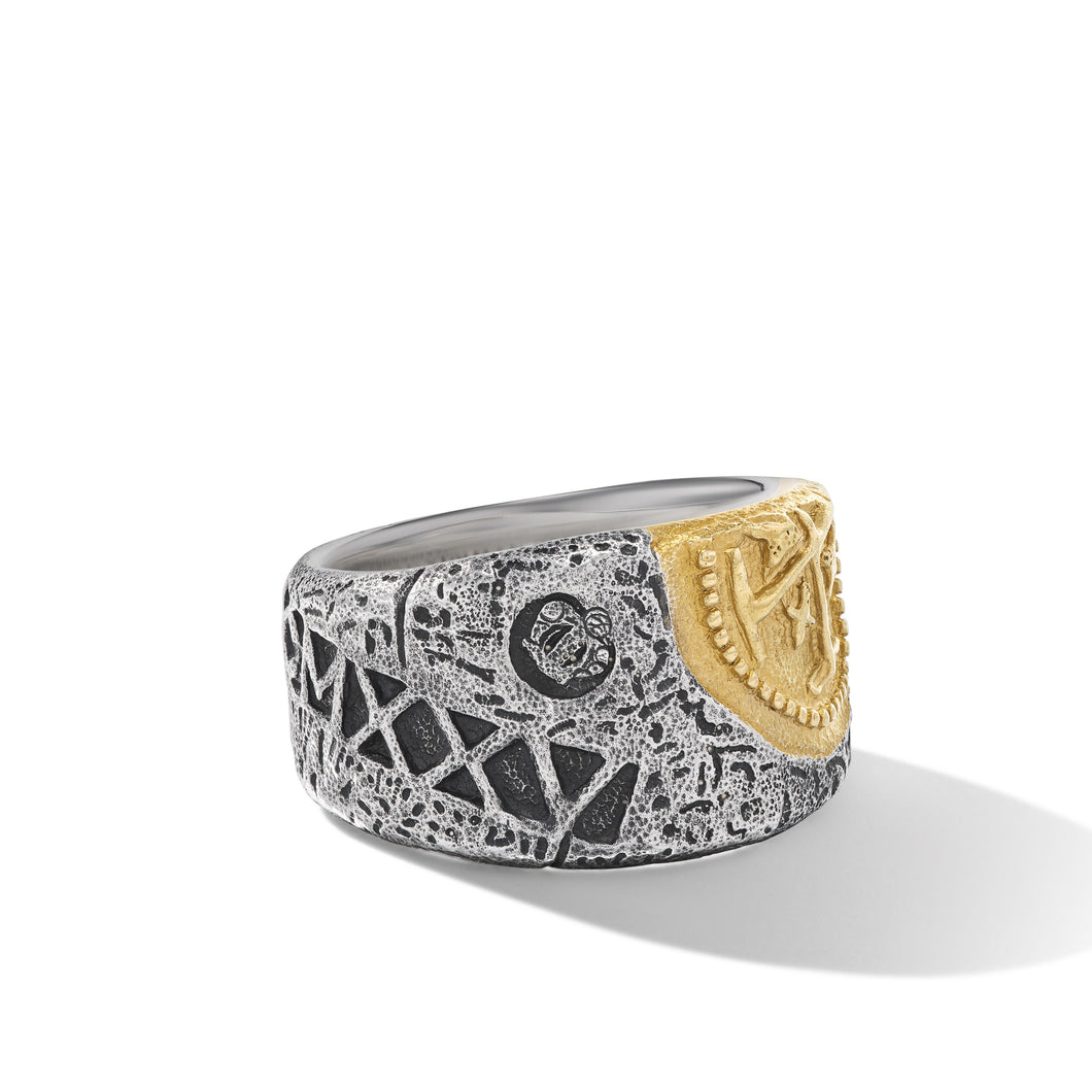 Shipwreck Cigar Band Ring in Sterling Silver with 18K Yellow Gold ...