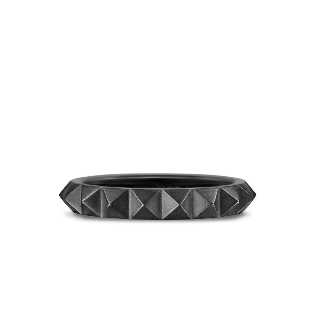 Pyramid Band Ring in Black Titanium, 4mm