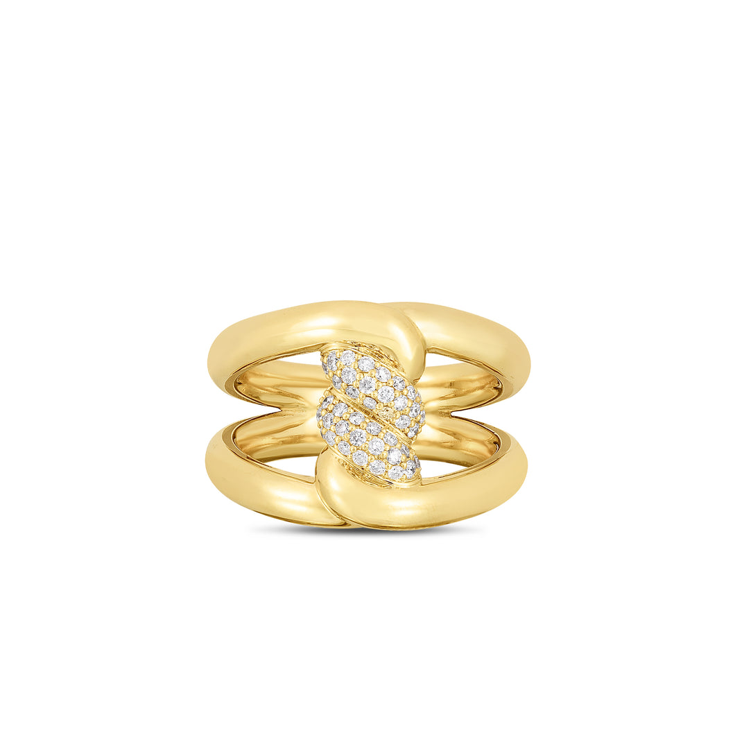 18K Yellow Gold Cialoma Diamond Single Knot Ring