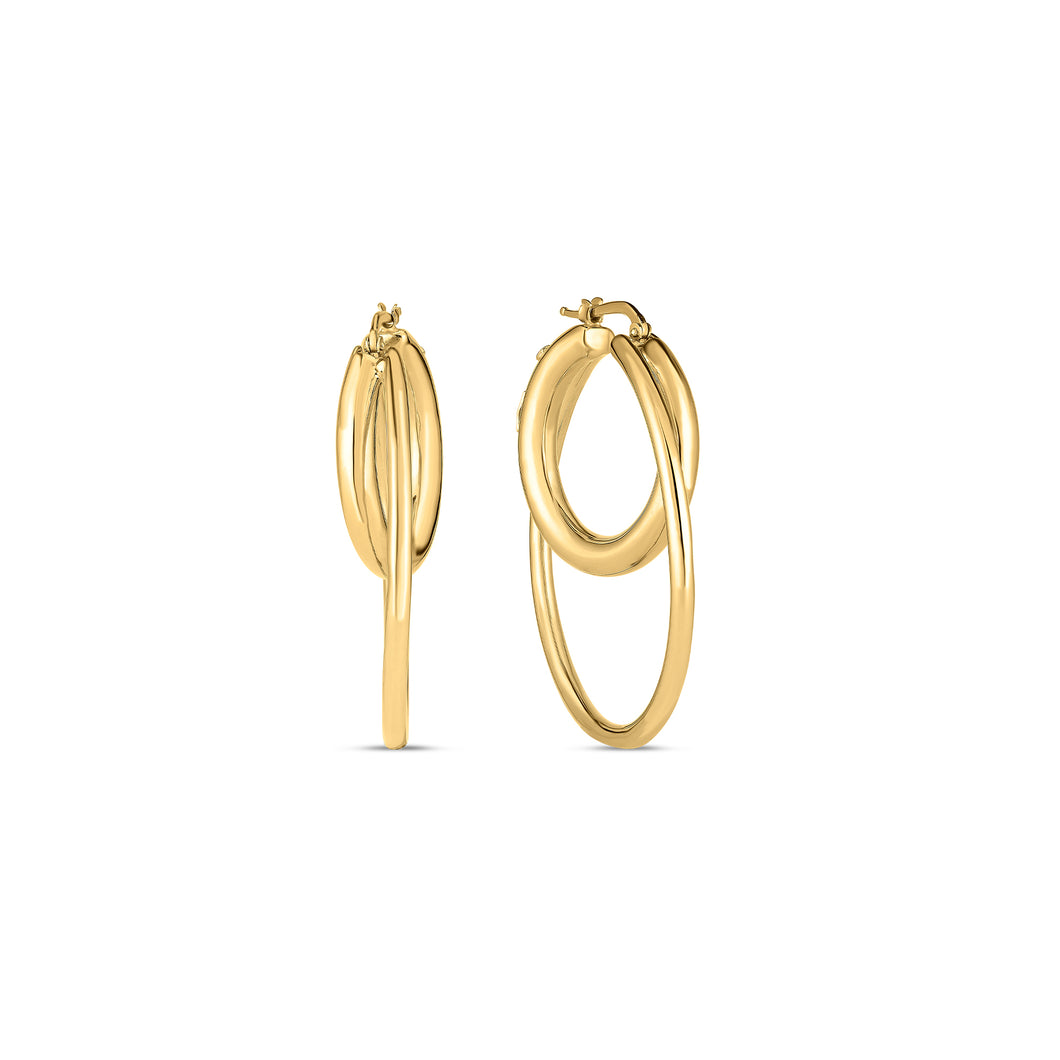 18K Yellow Designer Gold Double Hoop Earrings