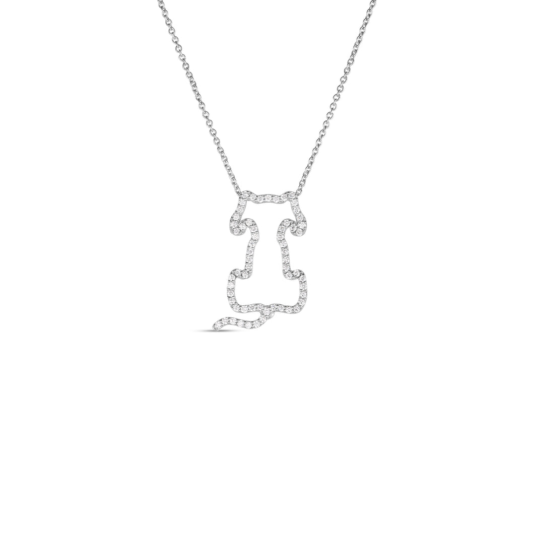 18K White Gold Tiny Treasures Diamond Outlined Dog Necklace