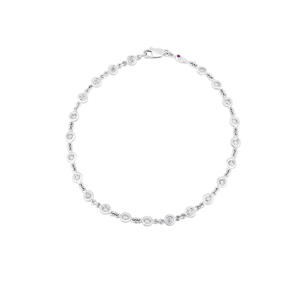 18K White Gold Continuous Diamond Station Bracelet