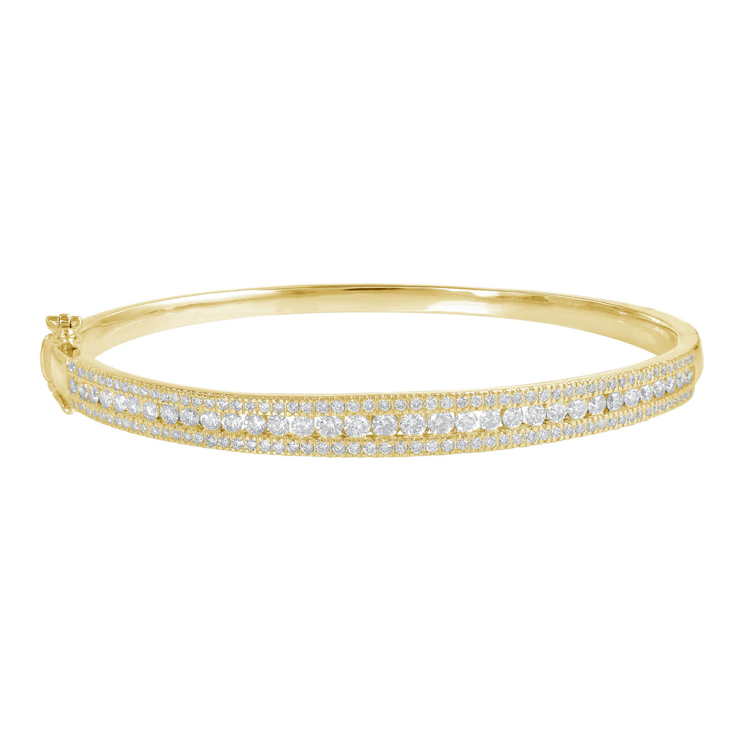 14K Yellow Gold 2.50CTW Diamond Pave & Channel Set Bangle