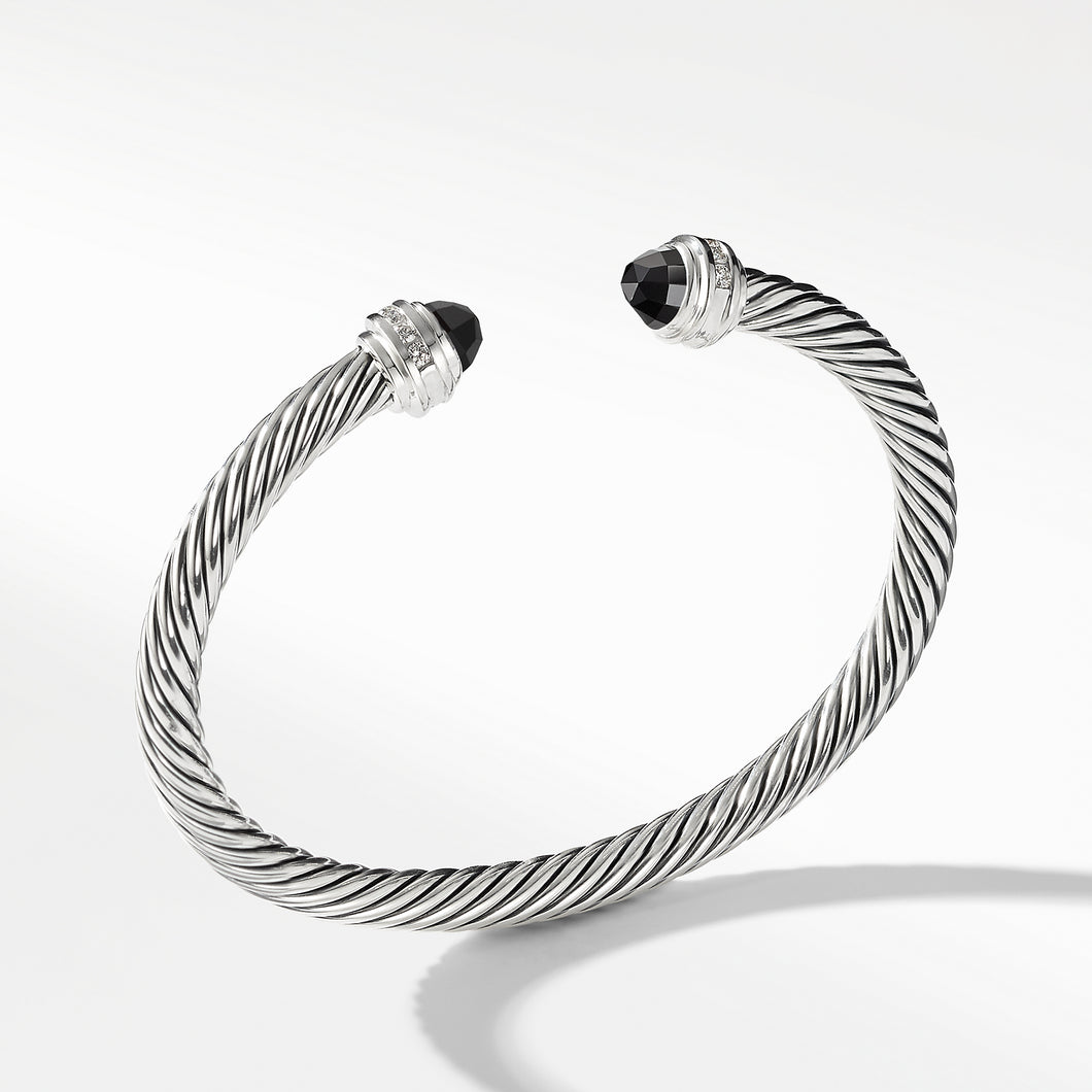 Cable Classics Bracelet in Sterling Silver with Black Onyx and Pavé© Diamonds