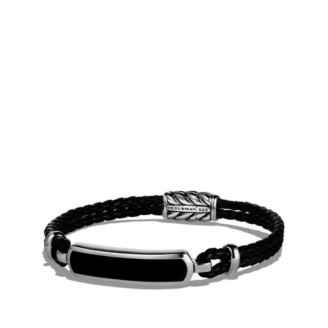 Station Black Leather Bracelet with Black Onyx