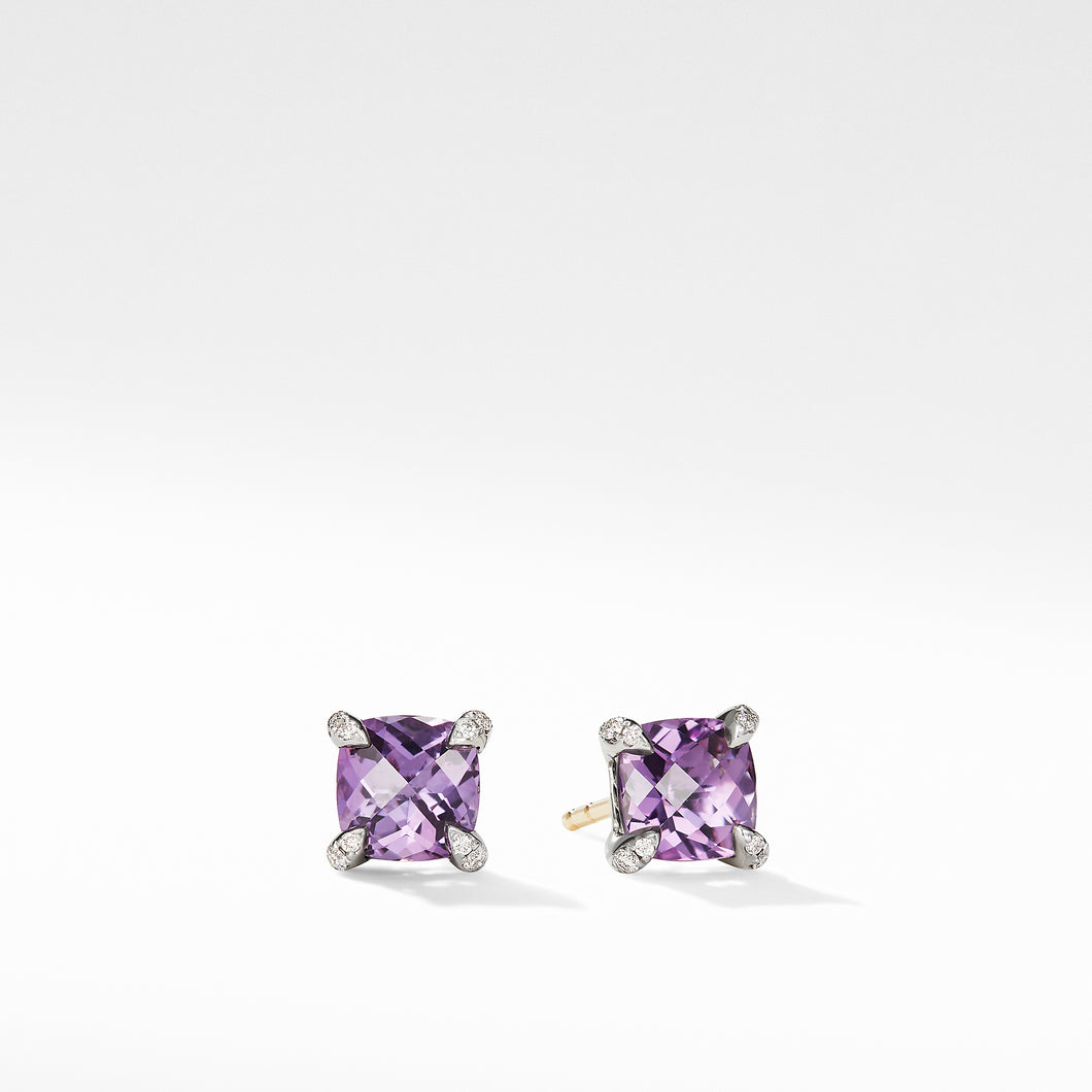 Chatelaine Stud Earrings with Amethyst and Diamonds