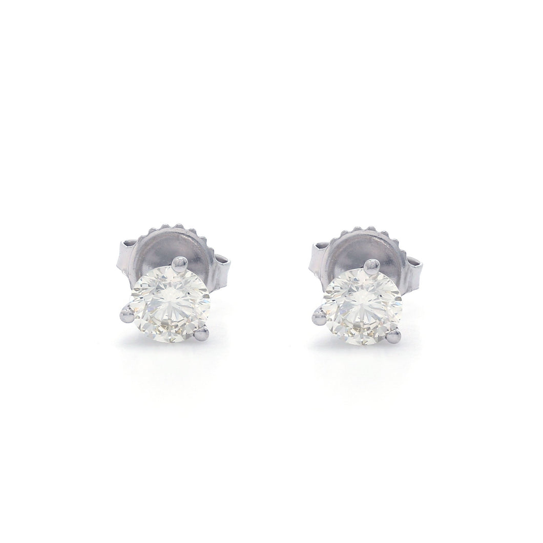 Lab-Created Diamond 3 Prong Martini Stud Earrings in 14K White Gold