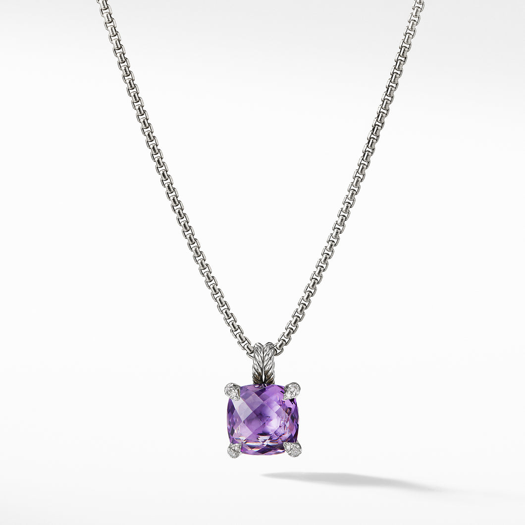 Pendant Necklace with Amethyst and Diamonds