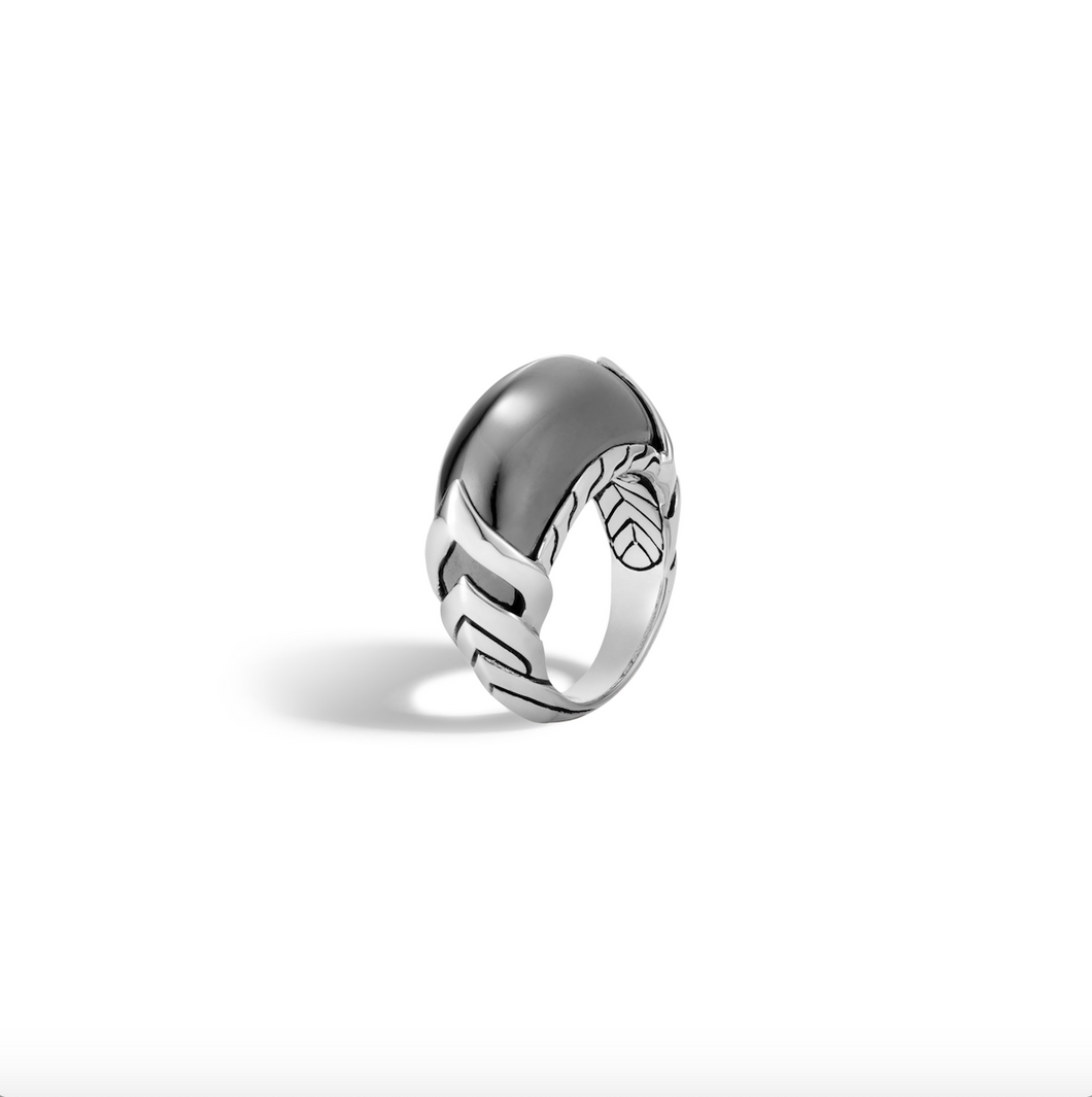 Naga Ring in Silver with Hematite