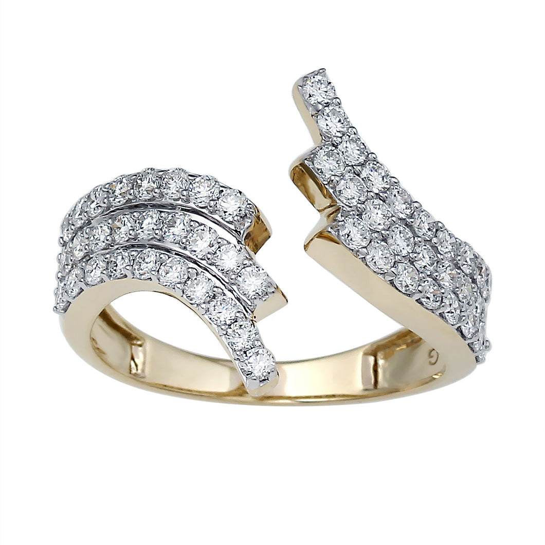 0.99CTTW Lab-Created Diamond Open Bypass Ring in 14K Yellow Gold