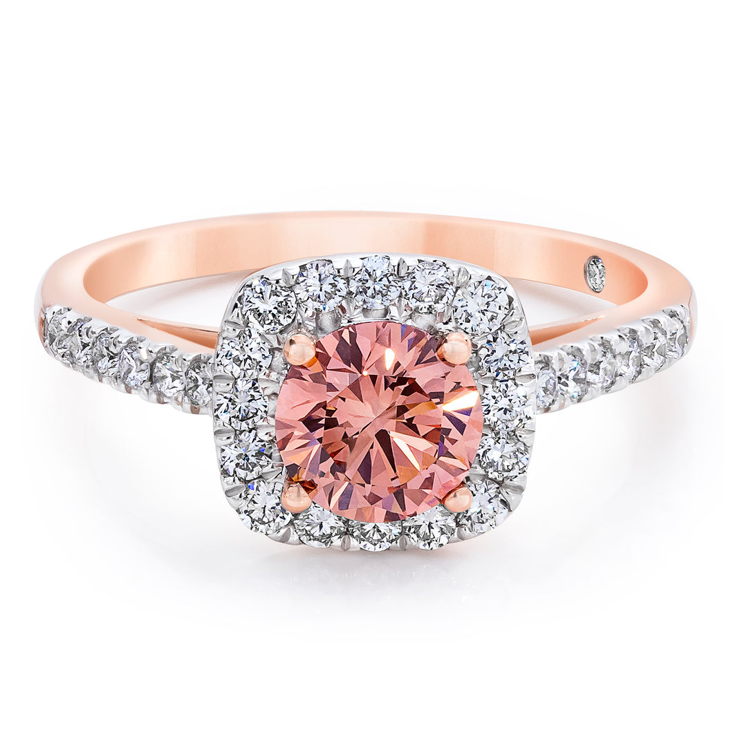 Pink Moissanite Engagement Ring, Square Cut Pinky Diamond Three Stone Ring  at best price in Jaipur