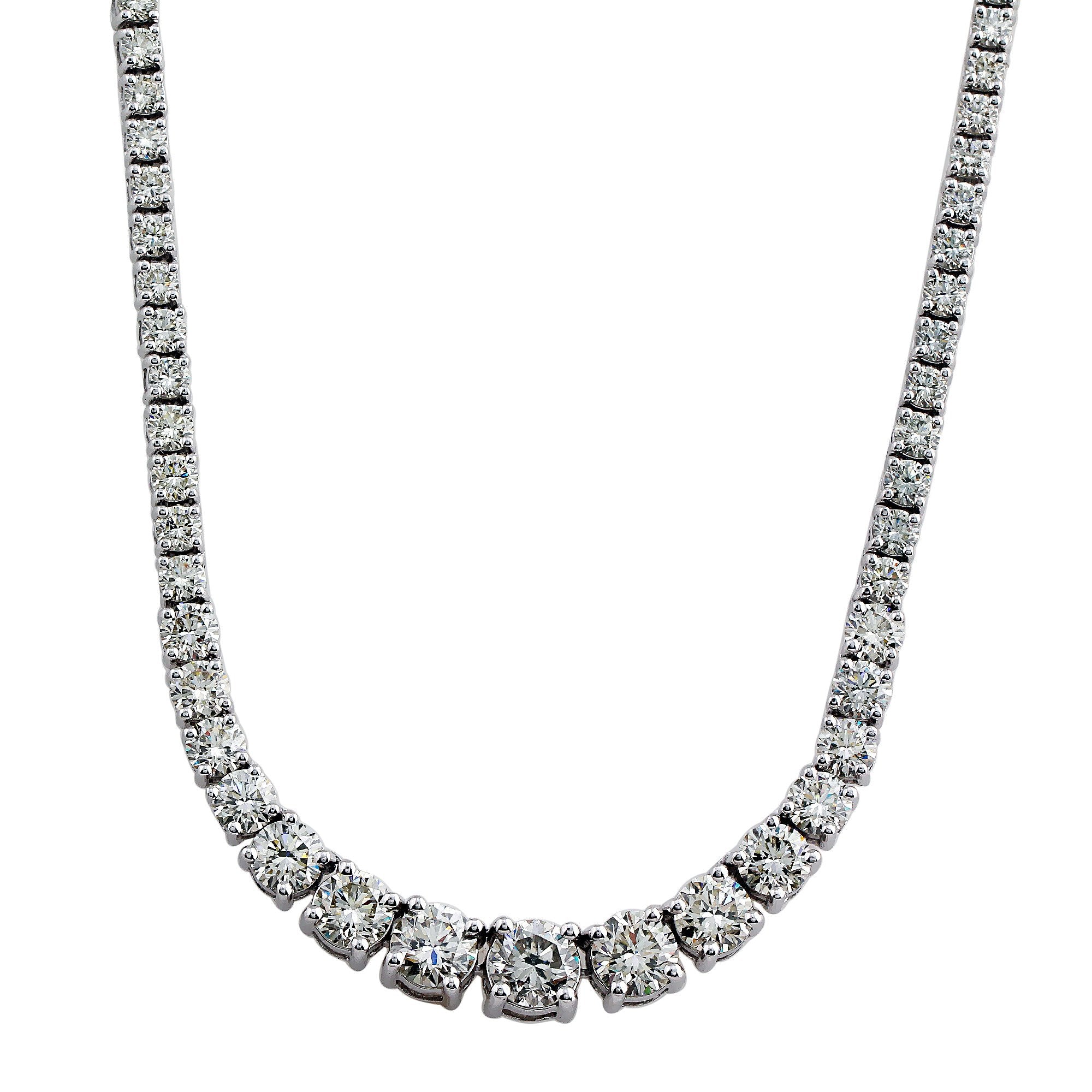 15.25 ctw. 14K Gold Diamond Riviera Tennis Necklace 17.5